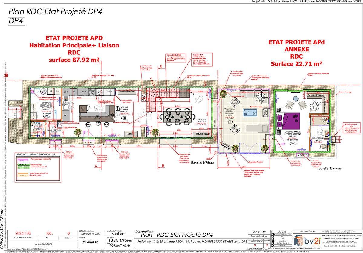 Plan de Rénovation Intérieure - BV2I S&APLETE AMENAGEMENT INT LONGERE BV2i Plan de Rénovation Complète et Aménagement Intérieur de Longère