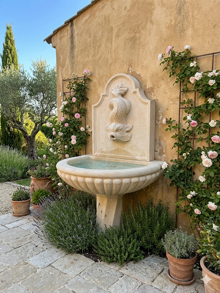 Fontaine murale sur pied Fontaine murale sur pied