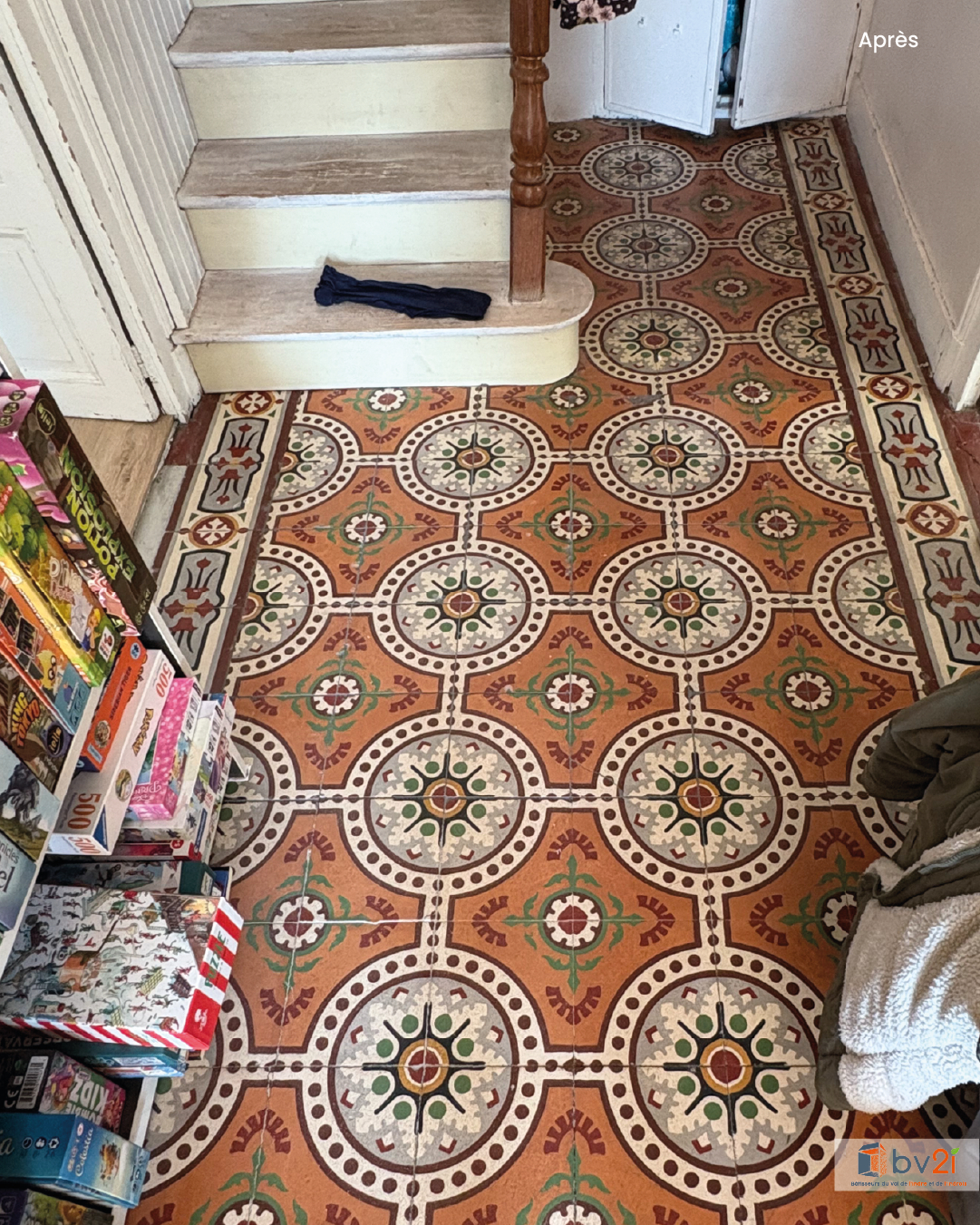 Restauration de patrimoine : rénovation partielle d’un sol en carreaux de ciment